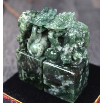 天然碧玉龍印（2個一組）（I184）