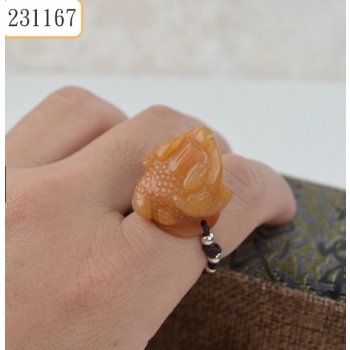 田黃玉三腳蟾蜍立體戒指（231167、231168）
