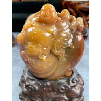 老挝石彌勒佛小擺件（L242）
